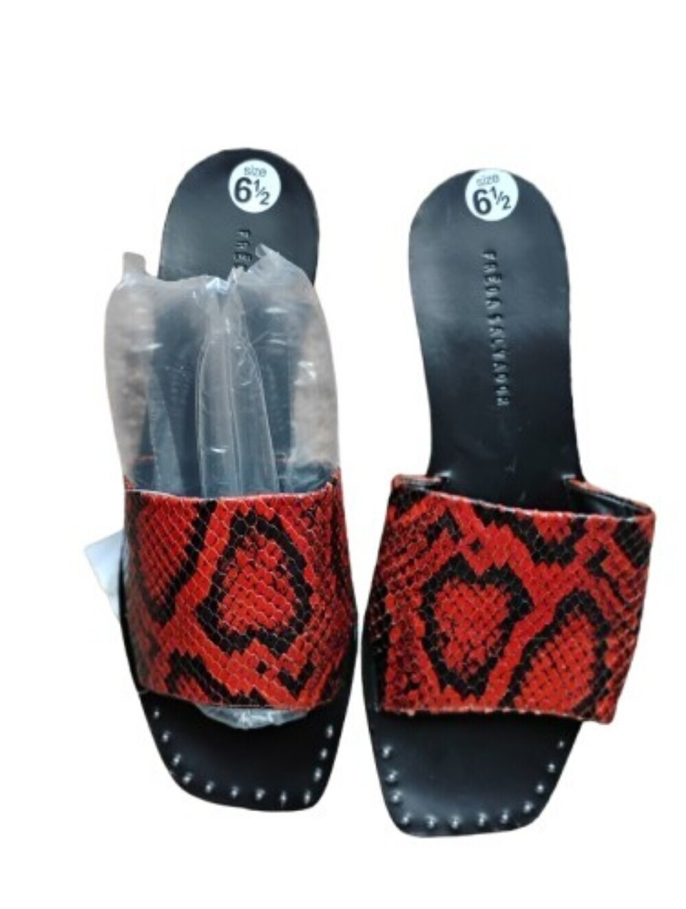 NWT Freda Salvador Jessa Embossed Leather Slide Sandals 6.5 Python